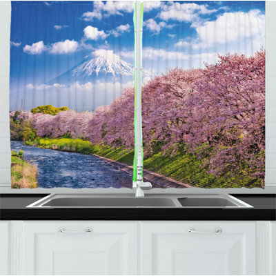 Floral Ruffled Kitchen Curtain