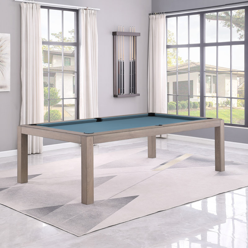 Table de billard en ardoise avec plateau de salle à manger Olivia, Bleu poudre, Remise en plastique l 8 pi, Gris cendré