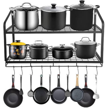 Prep & Savour Metal Wall Mounted Pot Rack