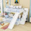 Lit superposé simple au-dessus de double avec glissière et escalier de rangement, tablettes-92593946