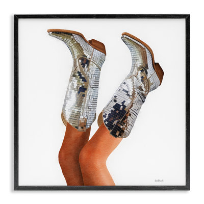 Glitzy Glam Cowgirl Boots Framed Giclee, design by Amanda Greenwood