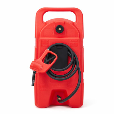Heavy-Duty 15 Gallon Portable Fuel Caddy with Manual Transfer Pump & 10FT Hose – Leak-Proof Wheeled Gas Can for Lawn Mowers, Tractors, Boats, Snow Blowers, Cars, ATVs – Red