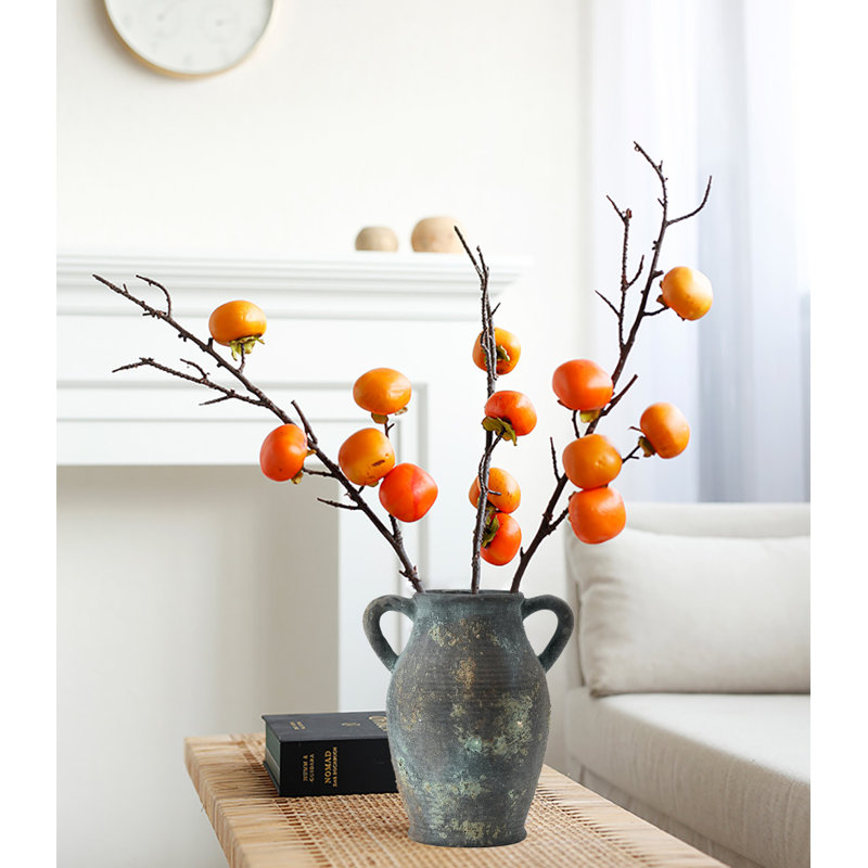 Vase en céramique avec 2 poignées, Noir/vert