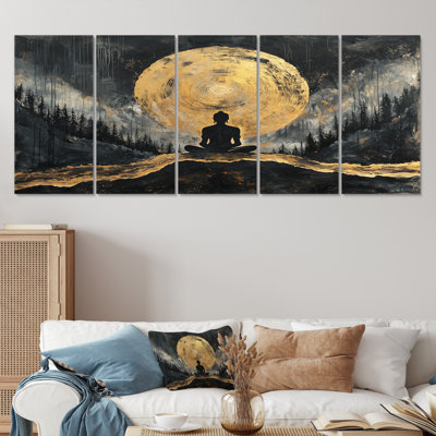 L'hindouisme méditation se connectant à la forêt II - Art mural de l'hindouisme - Art mural traditionnel sur toile