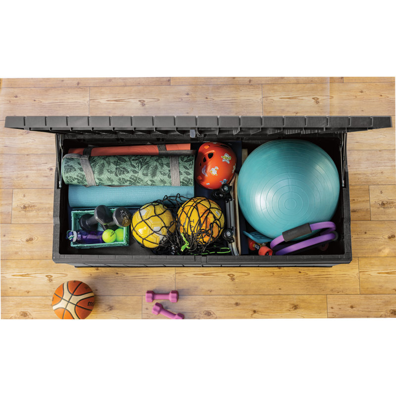 Large Gray and Black Lockable Plastic Deck Box