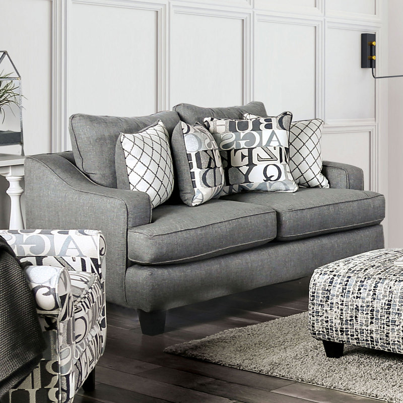 64.4" W Transitional Loveseat, Bluish Gray