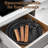 D&M Cast Iron Skillet, 12 Inch Nonstick Frying Pan with Detachable Acacia Wooden Handle, Honeycomb Non stick Omelet Egg Pan, Easy Clean Oven Safe Pans for Cooking-112608883