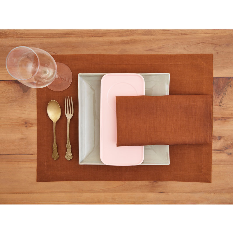 100% Pure Linen Dinner Napkins - Fete, Cinnamon