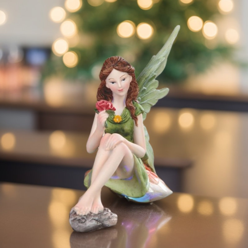 Figurine fée sur champignon 8,25 "H