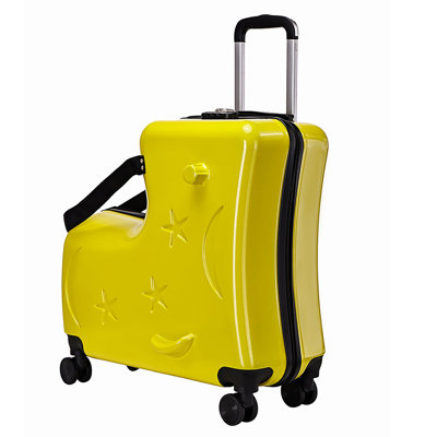 Kids Ride-On Luggage With Spinner Wheels Suitcase, Kid's Ride-On Suitcase Help Your Child Relax, Carry On Trolley Luggage With Password Lock (Yellow, 20 Inches)