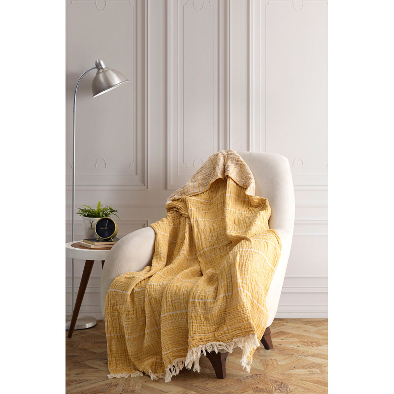 Jeté 100% coton, Moutarde