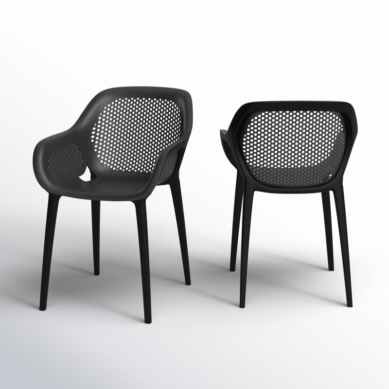 Chaise de salle à manger empilable Ahria, Noir
