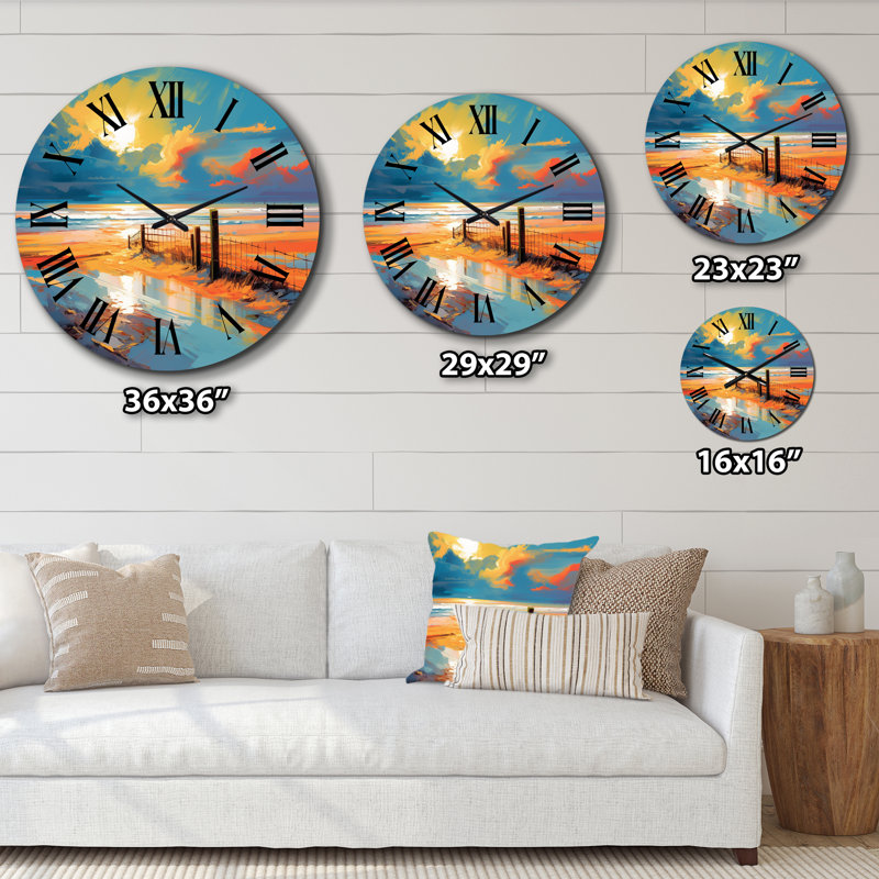 Horloge murale plage en chemin de plage menant à l'océan III, Grand