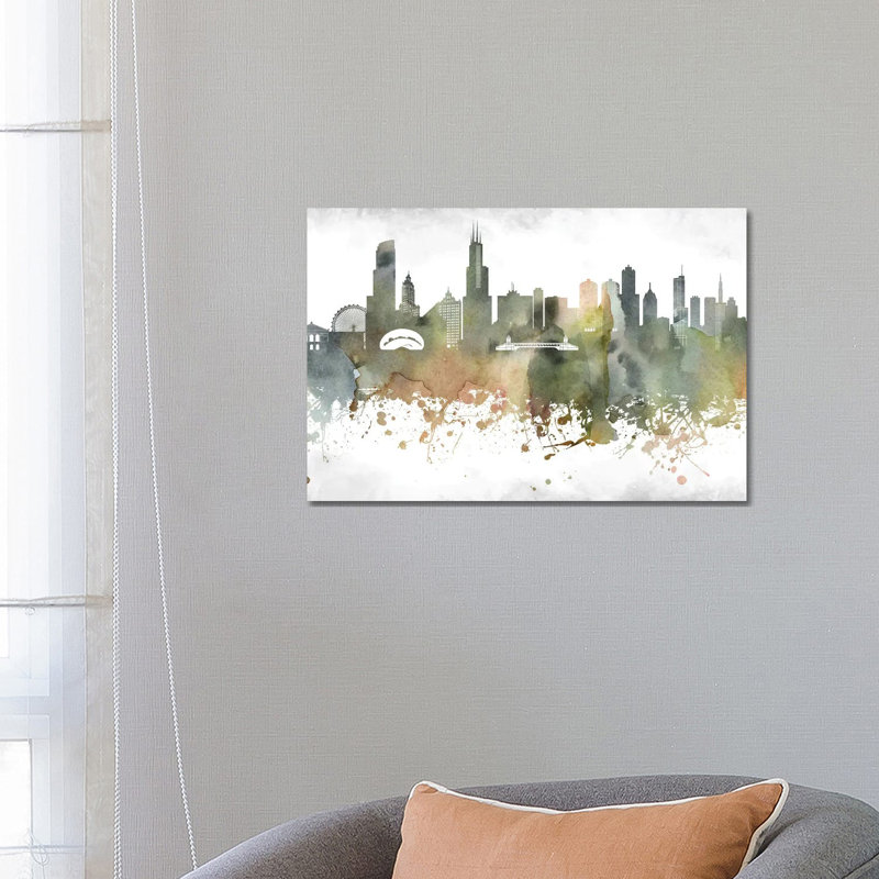 Chicago Skyline by WallDecorAddict - Wrapped Canvas Print, 66.04 cm H x 45.72 cm W x 3.175 cm D