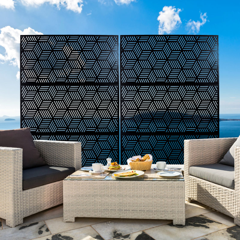 Panneaux de clÃ´ture en mÃ©tal pour intimitÃ©, 193 cm (H) x 122 cm (L) - Pour balcon, pelouse. , Ã‰cran brun, Black