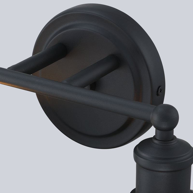 Éclairage pour meuble-lavabo moderne industriel noir mat et nickel brossé de 15 po à 2 lumières avec abat-jour en métal à cône ouvert pour salle de bain chambre à coucher