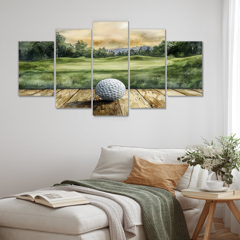 Rêves de pratique de golf paysage I - décoration murale golf - art mural moderne, H 32 po x l 60 po, 5