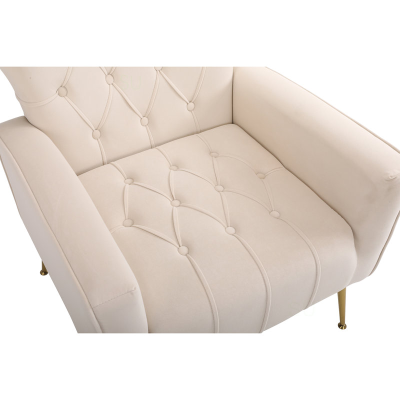 Chaise d'appoint moderne avec repose-pieds, fauteuil confortable, Beige