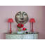 Red Rose Bouquet in Glass Vase with Gold Rim