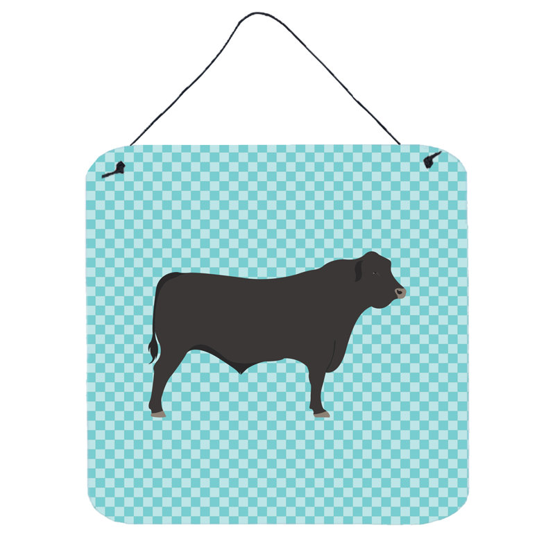 Décoration murale vache angus, Bleu