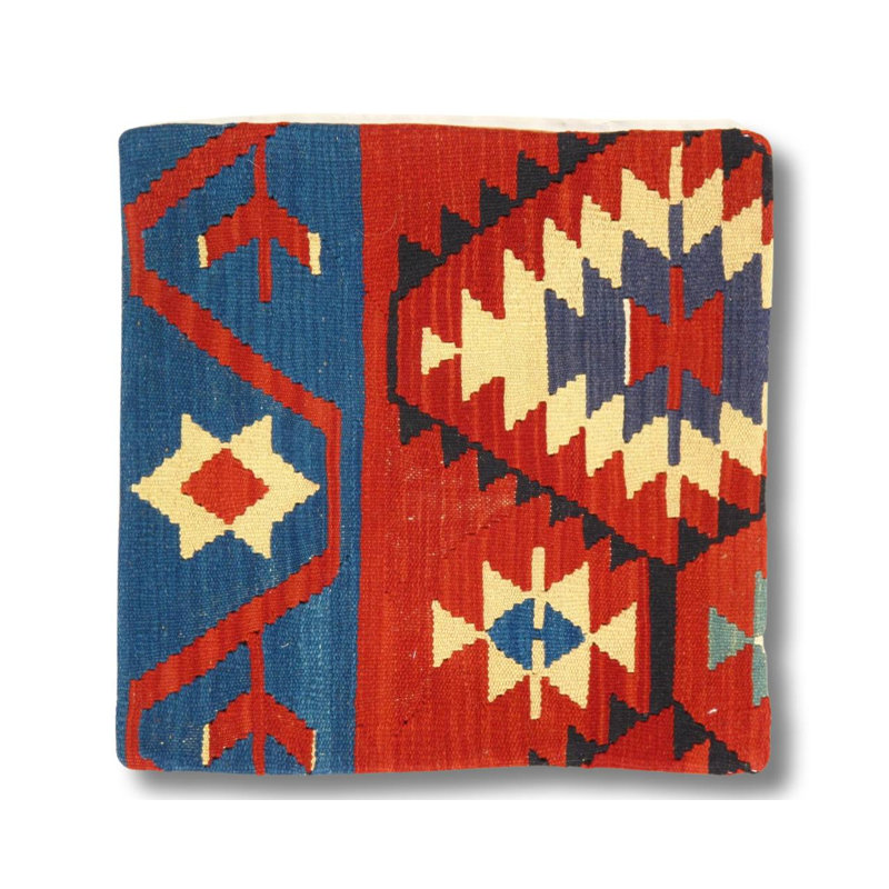 Coussin décoratif en laine, Rouge / chevron