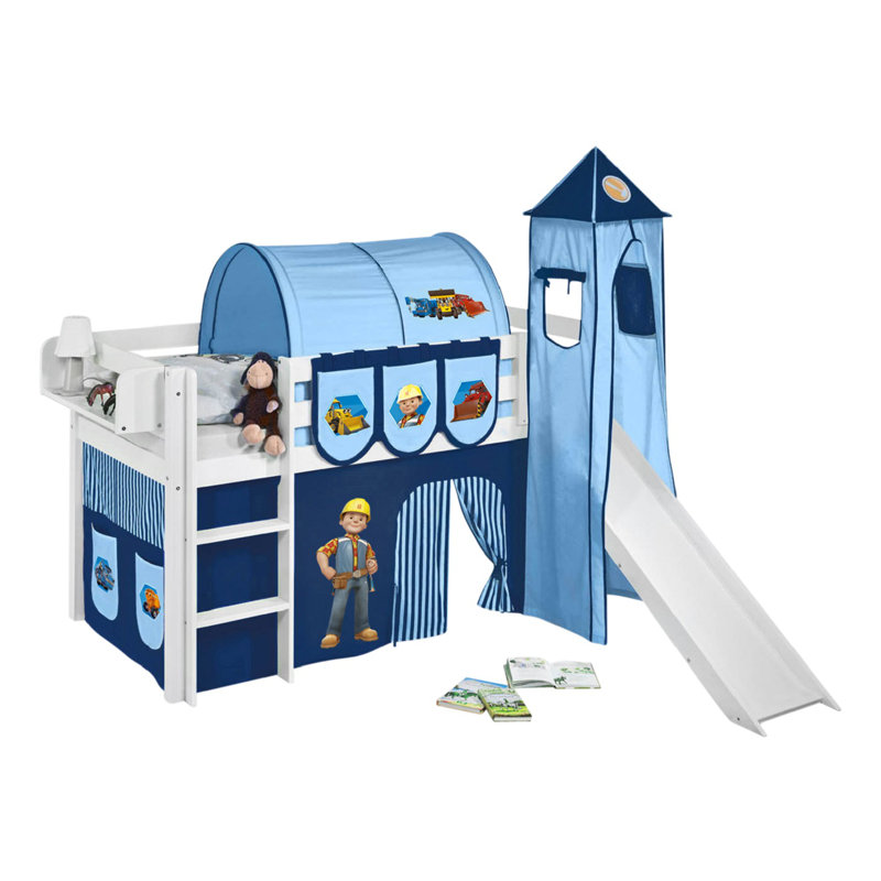 Jelle Bob the Builder Mid Sleeper Bed with Textile Set, European Single (90 x 200 cm)