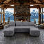 Canapé d'angle convertible en forme de U avec poufs de rangement