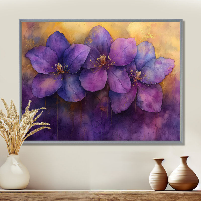Hofmeister - Floral Canvas Wall Decor, H 30 po x l 40 po, Impression encadrée flottante sans passe-partout, Argent