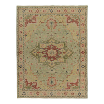 Distressed Homage Hand Knotted Wool Geometric Area Rug