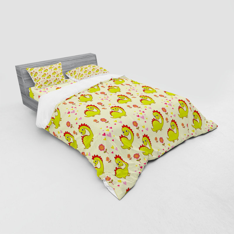 Ensemble de housse de couette en microfibre pistache / vert / jaune, Housse de couette grand + 3 pièces supplémentair