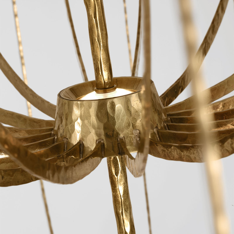 Sean Lavin Sanchi grande three tier chandelier in polished antique brass finish, Polished Antique Brass