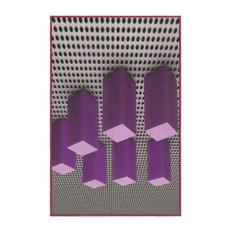 Tapis de zone rouge/rose à motifs, Rectangle 6 pi x 9 pi