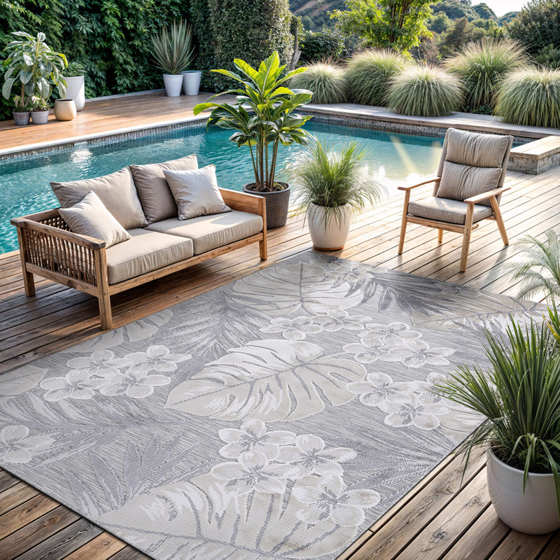 Tapis floral intérieur / extérieur, Rectangle 5 pi 3 po x 7 pi
