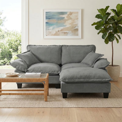Canapé modulaire modulaire, canapé nuage avec conception de voilier, 1 repose-pieds mobile et 2 coussins moelleux inclus, chenille confortable pour le salon