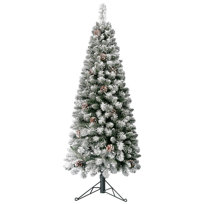 Home Heritage Pine 5' Artificial Corner Flocked Christmas Tree Prelit 100 LEDs
