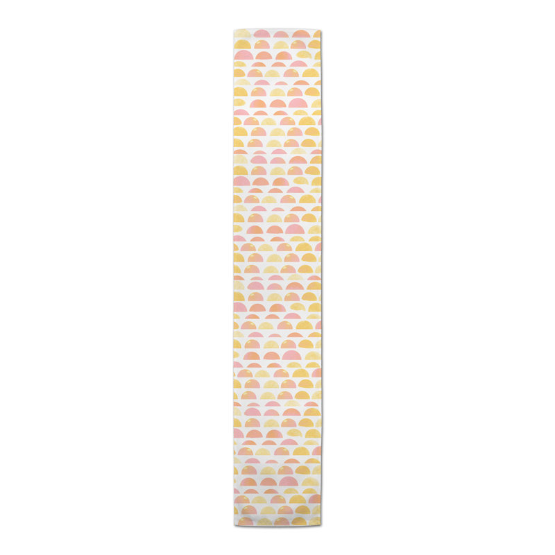 Chemin de table rectangulaire en polyester Alfonzie, L 72 po x P 16 po, Rose / Jaune