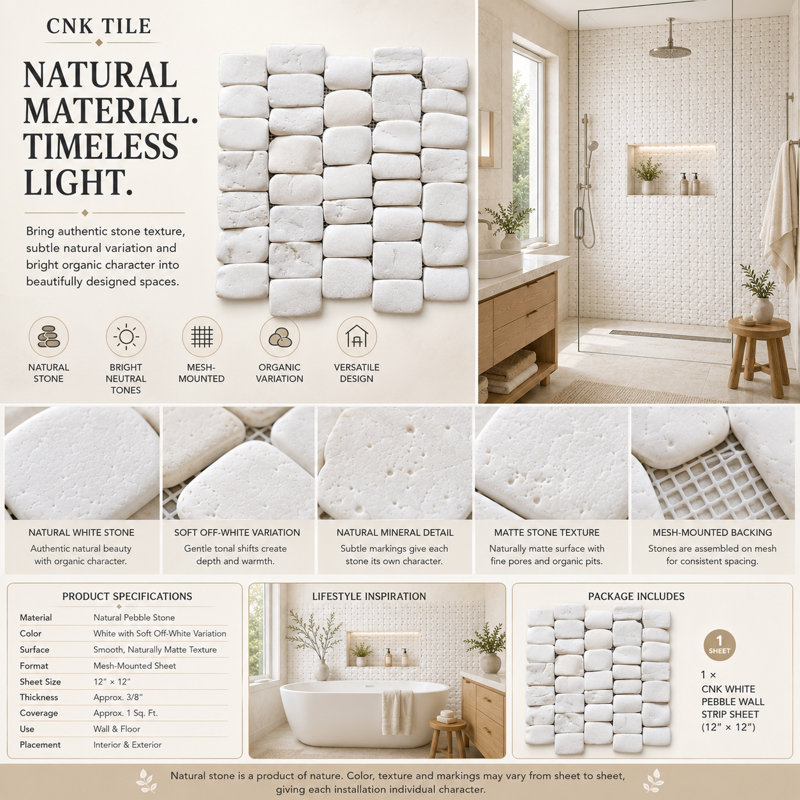 CNK White Pebble Wall Strip