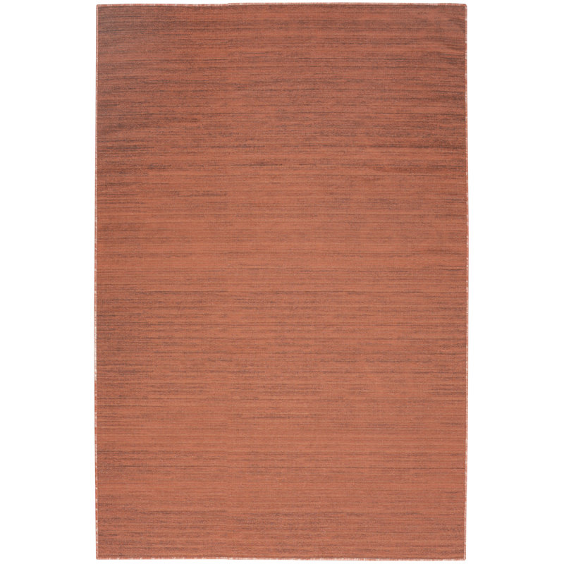Ivanas Machine Washable Cotton Area Rug in Brick Red, Rectangle 4' x 6'