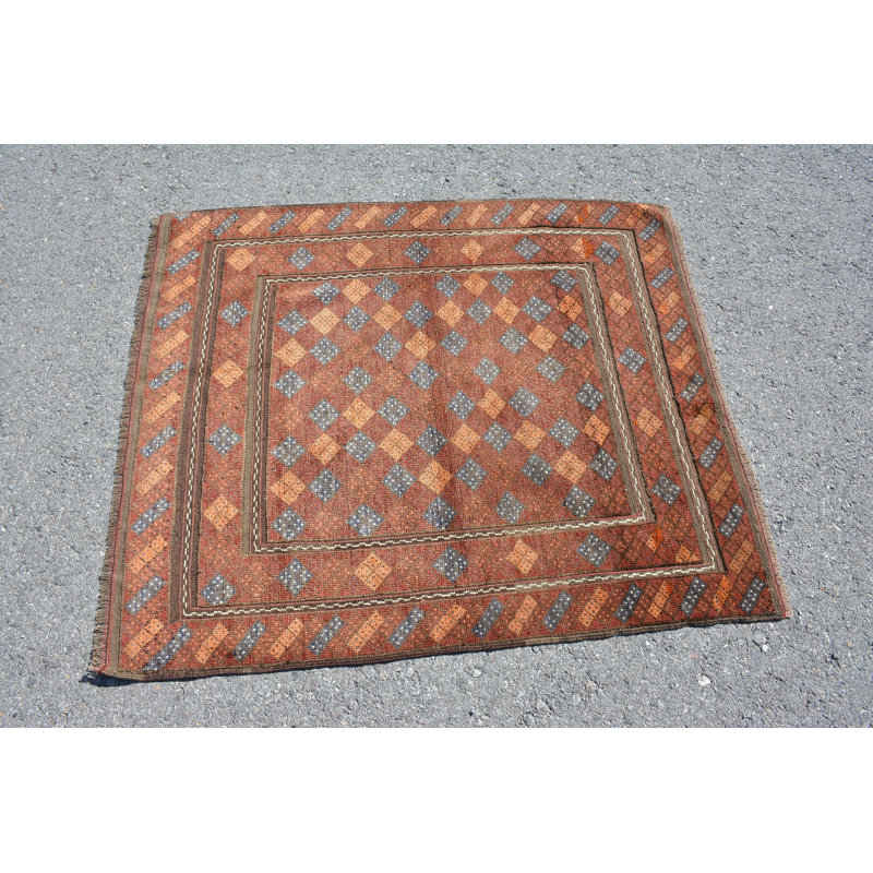 Tapis turcs, tapis frais, tapis antique bleu, tapis de cuisine, tapis rétro, petits tapis de 3,4 x 3,9 pieds