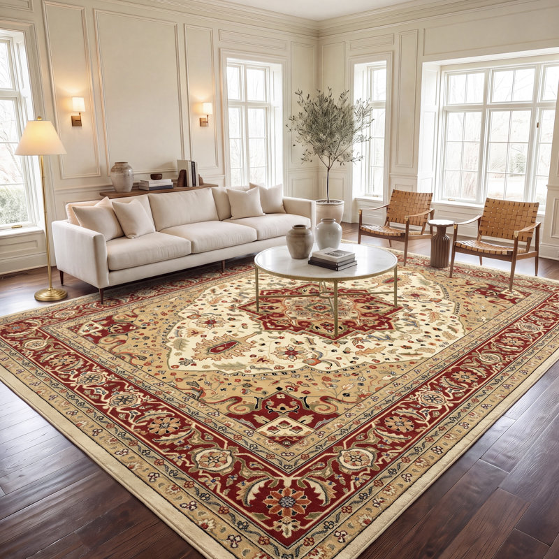 Tapis oriental ivoire / rouge Klose, Rectangle 10 pi x 14 pi, Ivory/Red