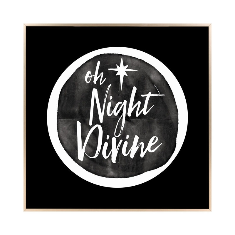 «Oh Night Divine», reproduction d'art sur toile encadrée, H 26 po x l 26 po, Cadre flottant sans passe-partout, Champagne