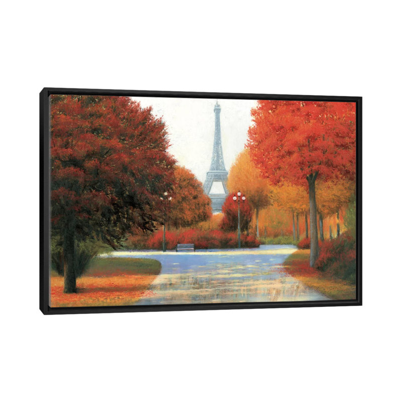 « automne à paris », reproduction d’art sur toile tendue, H 18 po x l 26 po x P 1,5 po, Toile avec cadre noir