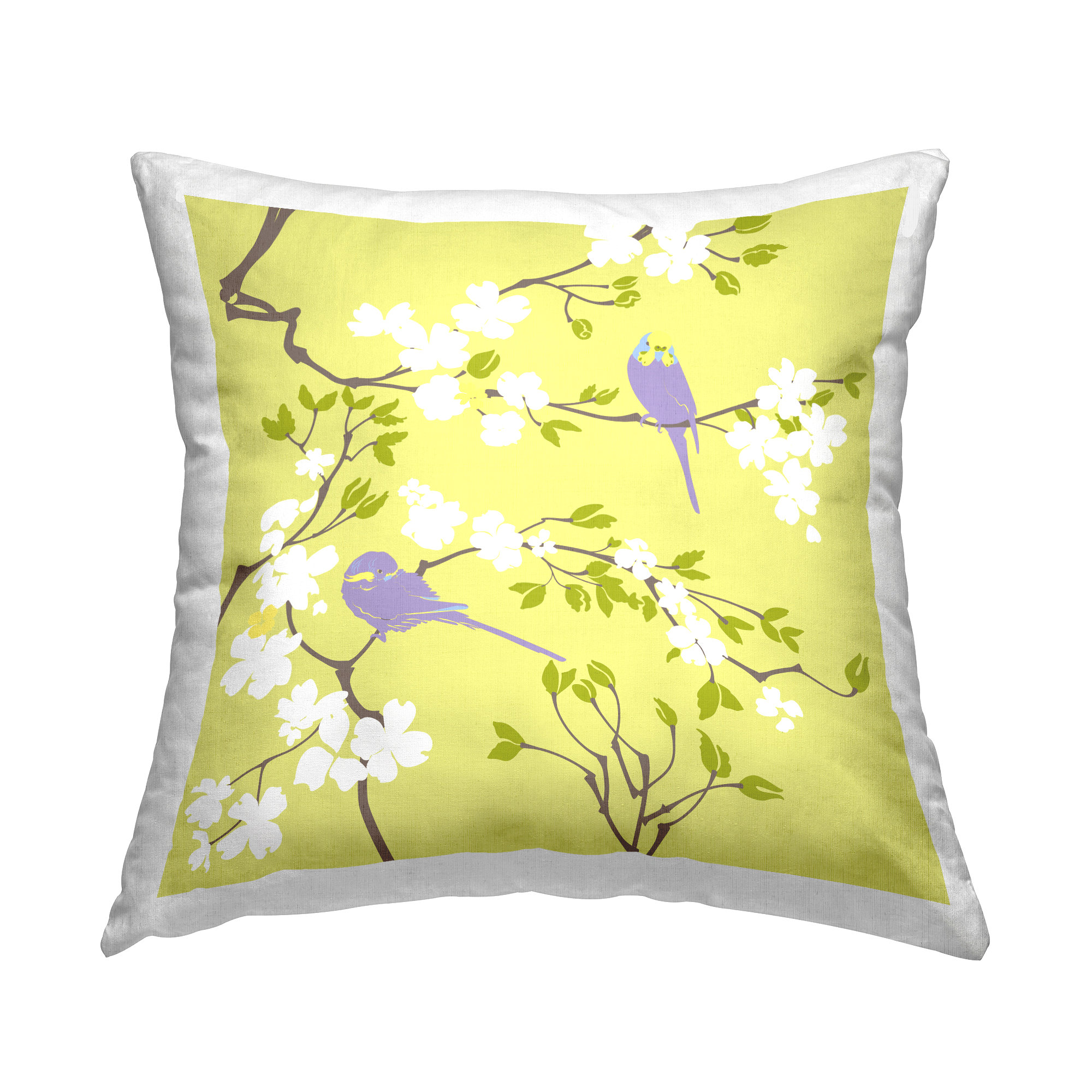 Stupell Industries Parakeet Perched Cherry Blossom Printed Throw Pillow