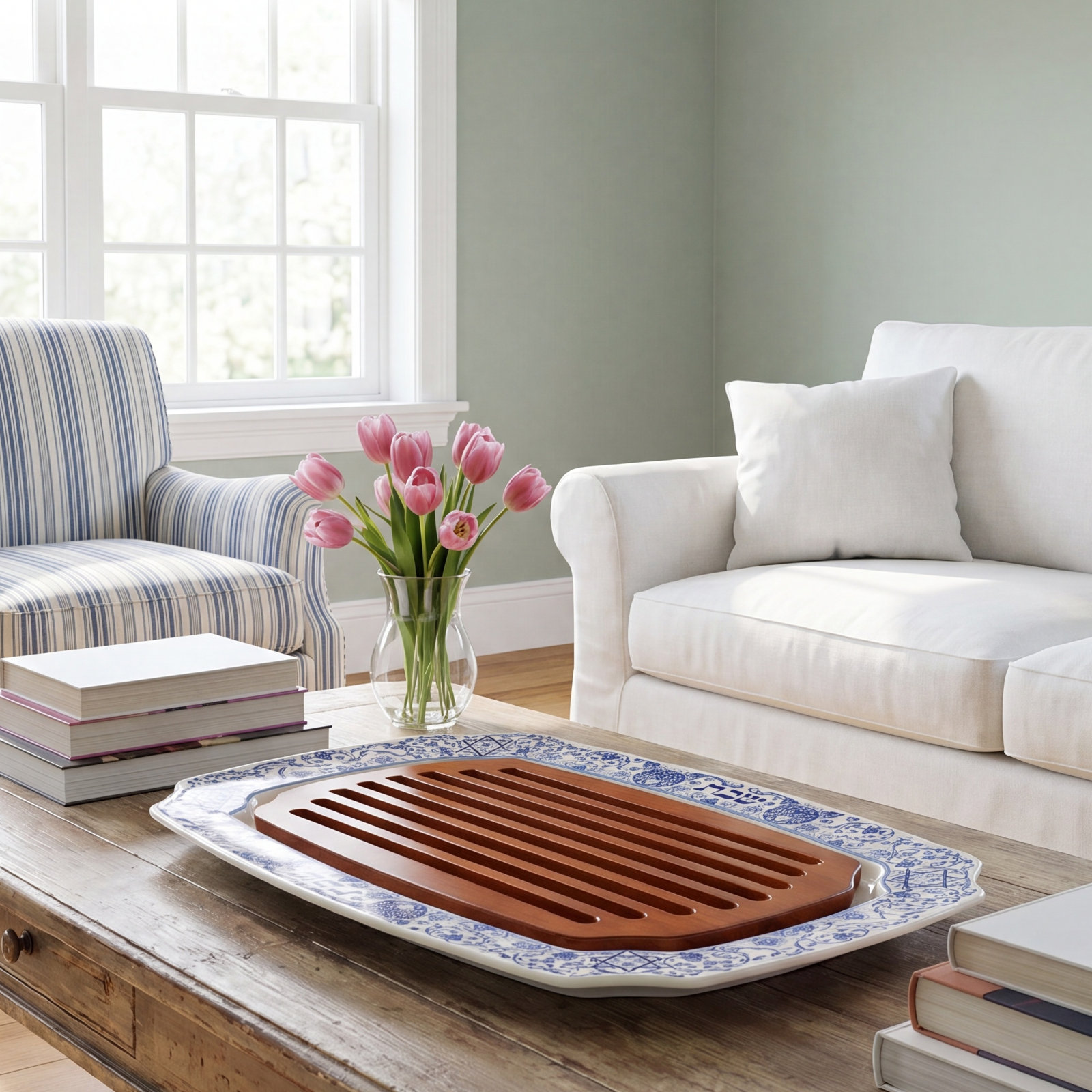 Judaica Challah Tray With Wood Insert