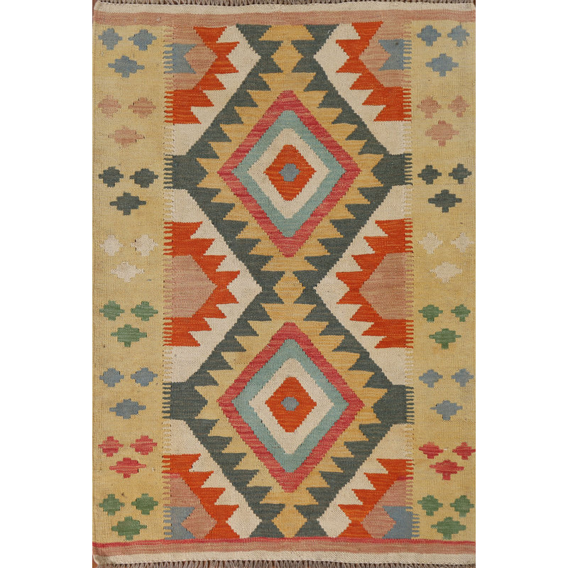 Tapis oriental en laine South Western Kilim 3 x 4