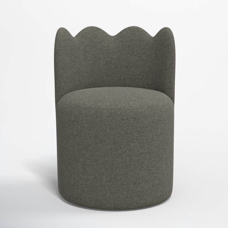 Dahlia Wavy Back Dining Chair, Zuma Charcoal Textured Linen