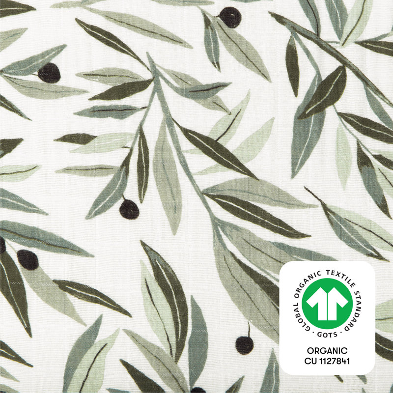 Olive Branches Muslin All-Stages Midi Crib Sheet in GOTS Certified Organic Cotton 