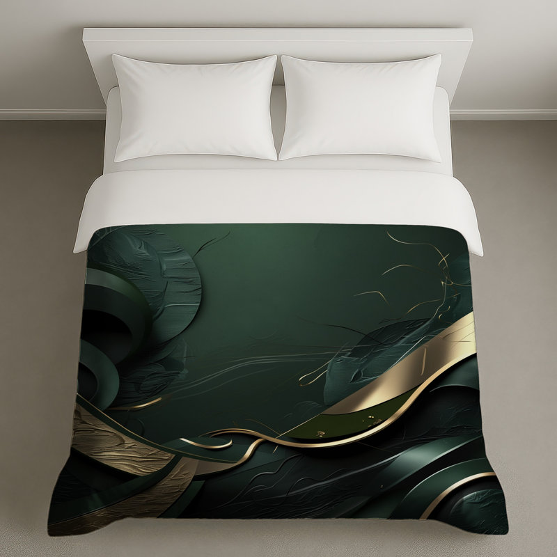 Housses de couette vertes et dorées, Twin