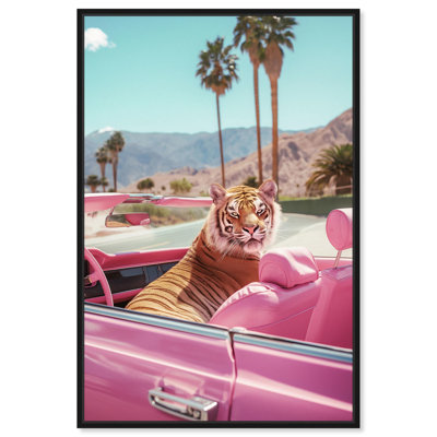 Rosy Tiger's Ride II Canvas Pink Pop Wall Art by Art Remedy