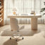 Bureau crème à demi-cercle droit, 3 tiroirs-338930591-338930578